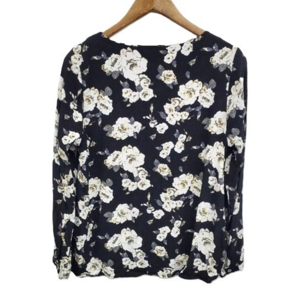 Daniel Rainn Floral‎ Chiffon Blouse Sheer Lightweight Long Sleeve Work Office M - Picture 3 of 14
